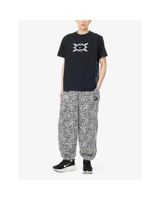 Nike Gray Air Graphic-Print Straight-Leg Woven Trousers for men