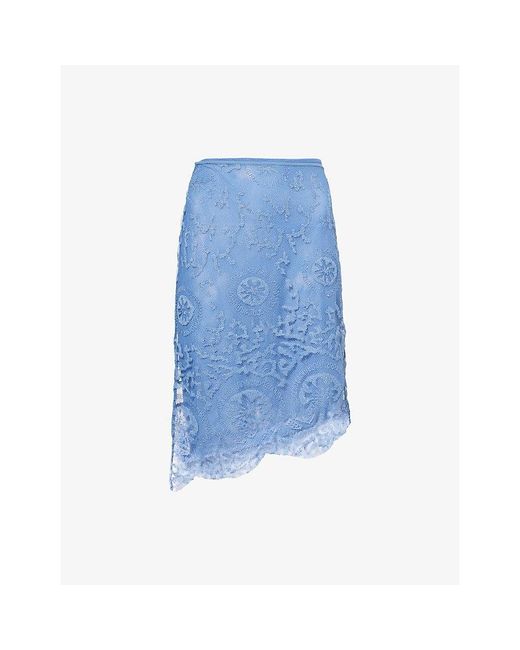 Sir Blue Leif Embroidered Sheer Midi Skirt