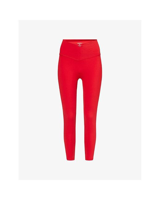 ADANOLA Red Ultimate Wrap Over Stretch-Jersey Leggings