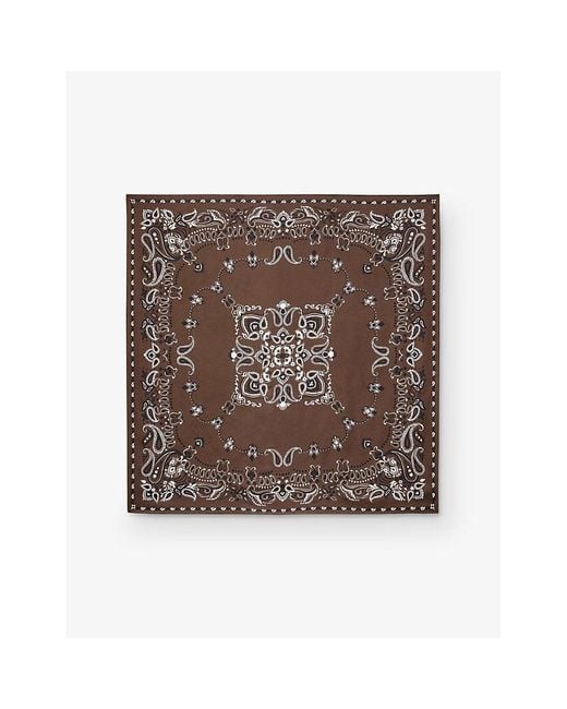 Sandro Brown Bandana-Print Square Silk Scarf