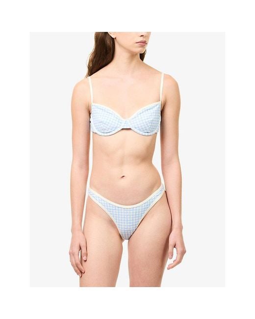 Cheap Monday White Somerset Checked Bikini Bottoms