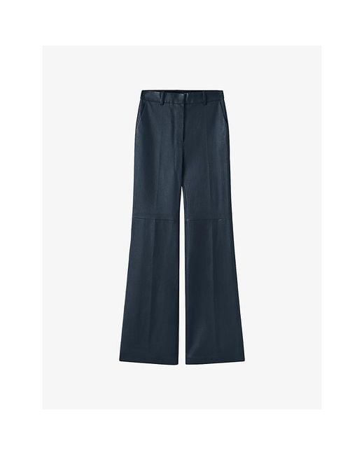 Joseph Blue Tafira Flared-Leg Leather Trousers