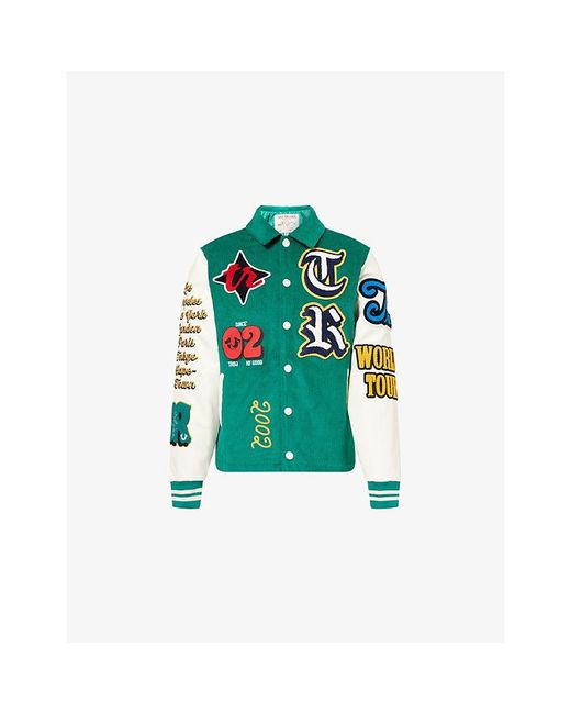 True Religion Green Corduroy Varsity Relaxed-Fit Cotton Jacket for men