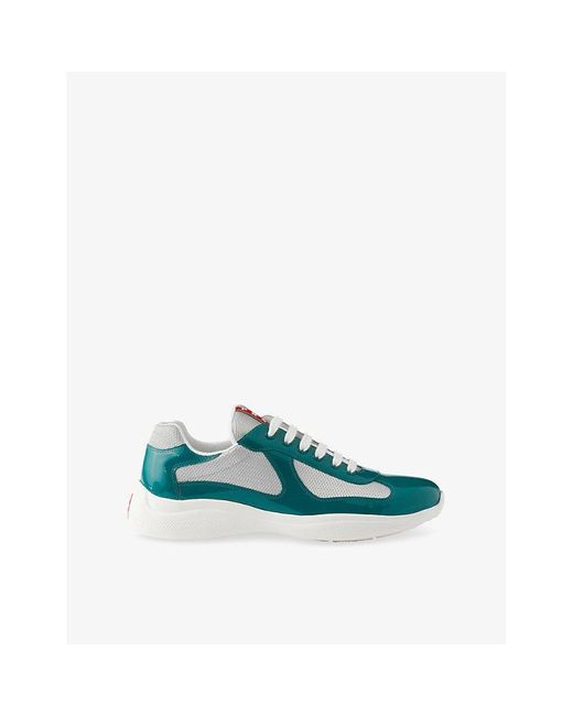 Prada Blue America's Cup Patent-Leather Low-Top Trainers for men