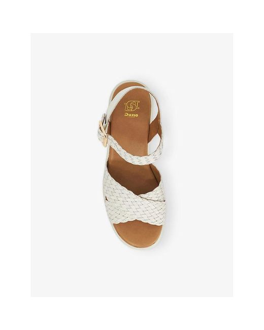 Dune White Kinleys Braided-Leather Sandals