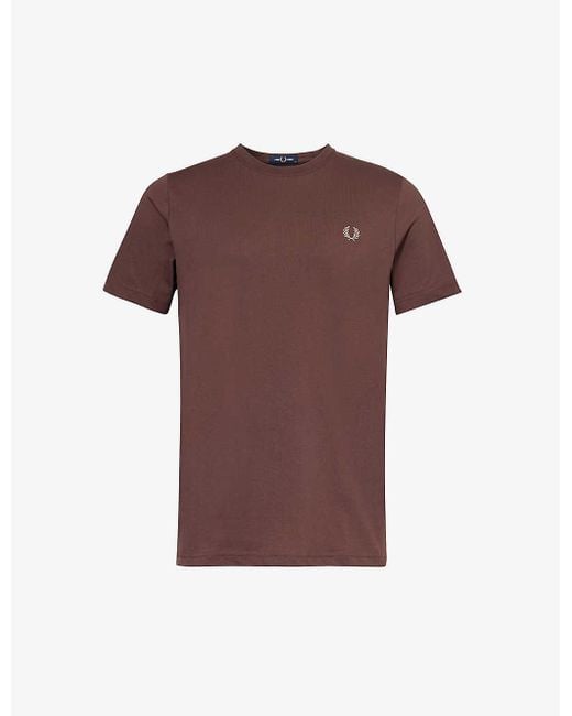 Fred Perry Purple Ringer Logo-embroidered Cotton-jersey T-shirt for men