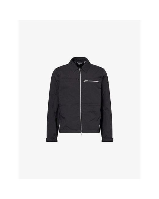 Moose Knuckles Black Topflight Logo-Patch Shell Shirt Jacket for men