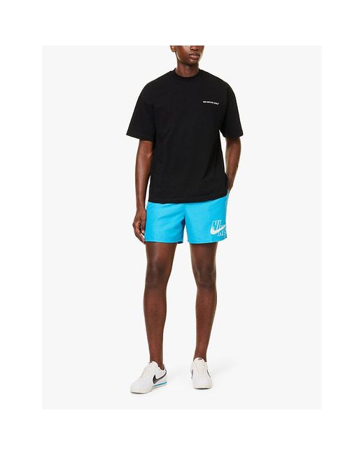 Nike Blue Logo Slide 5' Volley Drawstring Waistband Straight Leg Regular-Fit Swim Shorts for men