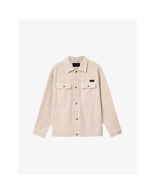 AllSaints Natural Castleford Relaxed-Fit Corduroy Organic-Cotton Overshirt for men