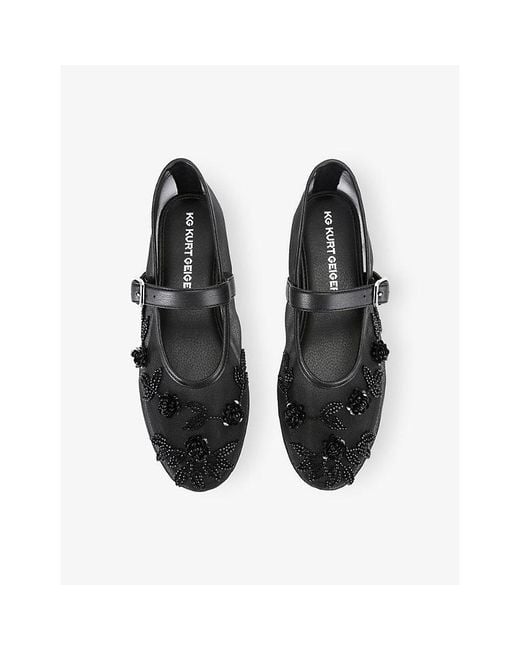 KG by Kurt Geiger Black Nacy Embellished Mesh Pumps