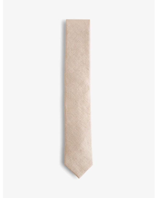 Ted Baker White Textured-weave Silk And Linen Tie for men