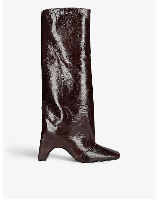 Coperni Brown Bridge Logo-embossed Leather Knee-high Boots