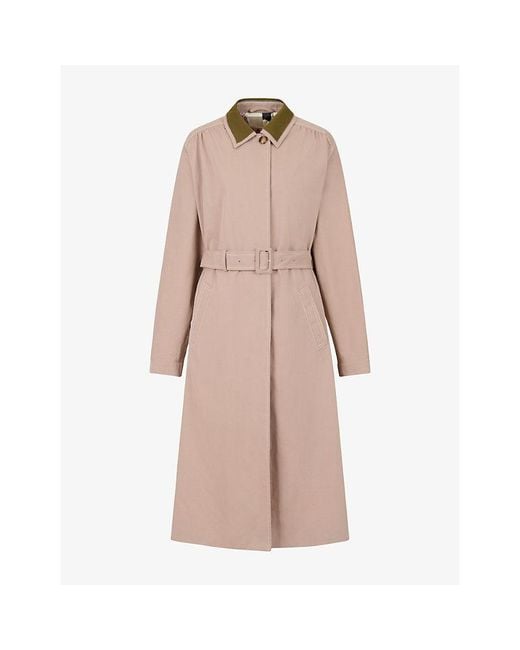 Marni Pink Contrast-Collar Cotton-Blend Trench Coat