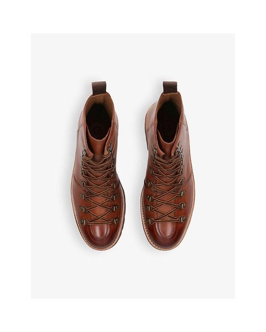 GRENSON Brown Brady Mid-Top Lace-Up Leather Boots for men