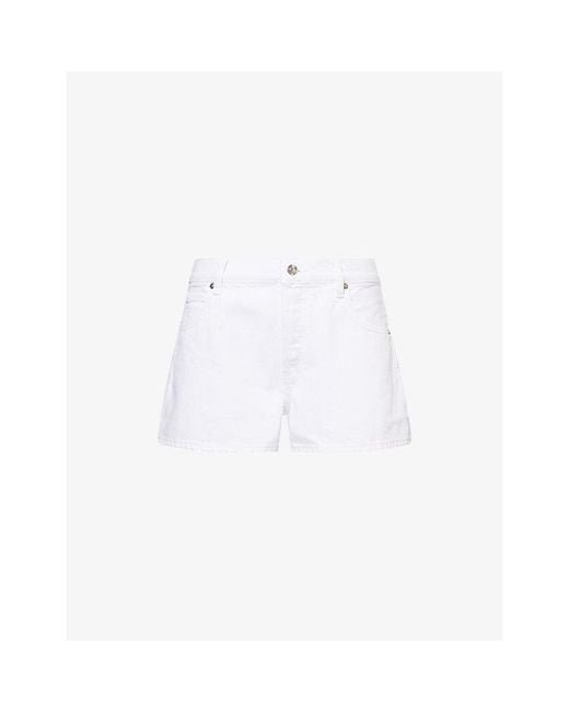 FRAME White The Hang Mid-Rise Denim Shorts