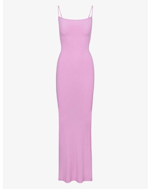 Skims Pink Soft Lounge Ribbed Stretch-jersey Maxi Dress