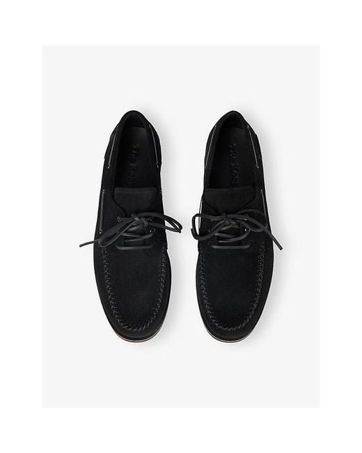 The Kooples Black Lace-Up Suede Loafers for men