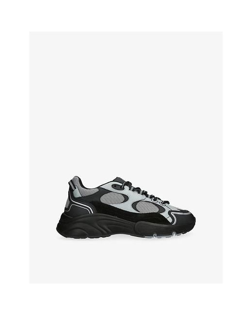Cleens Black Pulse Runner Leather And Mesh Trainers for men