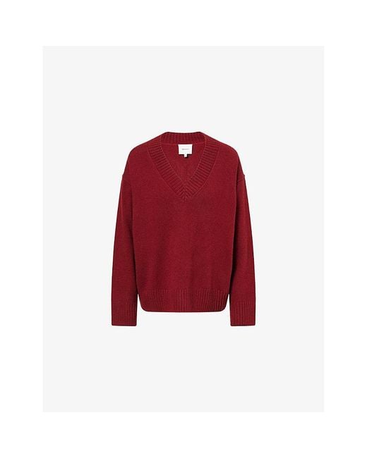 Reformation Jadey V-Neck Cashmere And Wool-Blend Jumper in Red Lyst