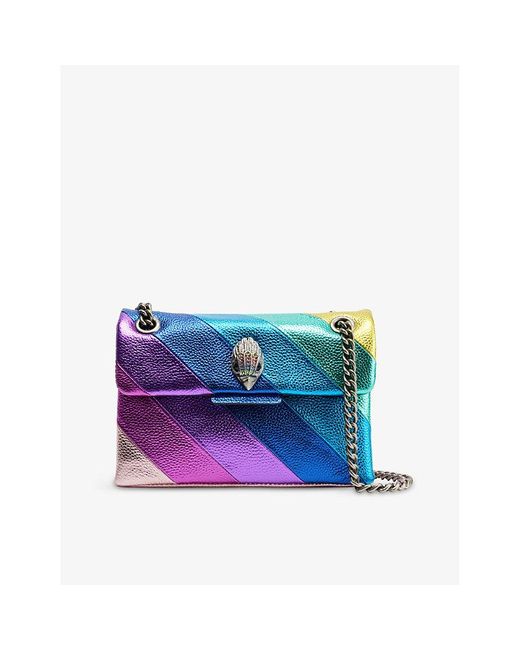 Kurt Geiger Blue Mini Kensington Rainbow Leather Clutch Bag