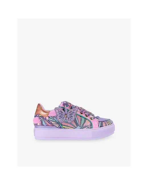 Kurt Geiger Purple Southbank Tag Suede And Woven Trainers