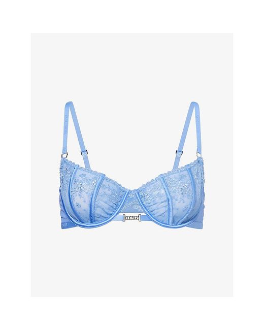 Lounge Underwear Blue Flirt Balconette Lace Bra