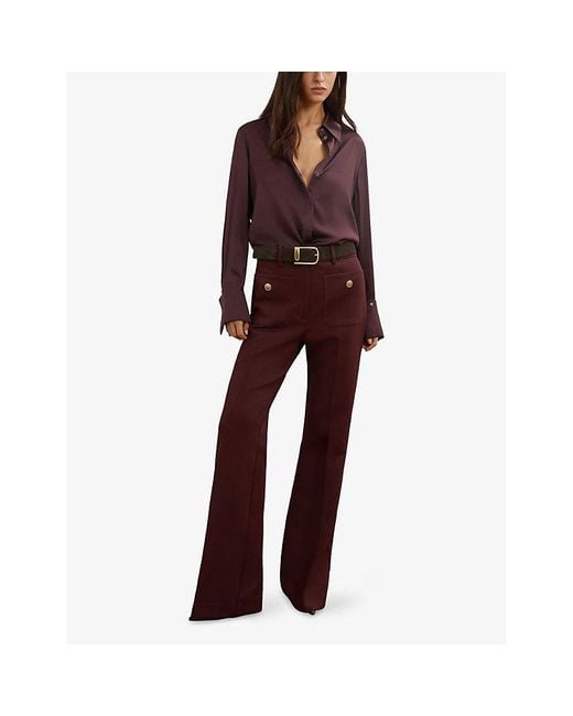 Reiss Purple Parisa Flared-Leg Woven Trousers