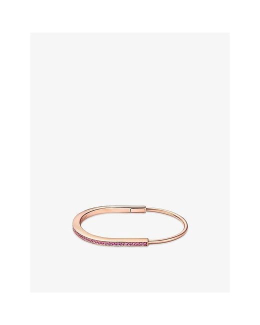 Tiffany & Co White Tiffany Lock Narrow 18Ct Rose- And 1.03Ct Sapphire Bangle