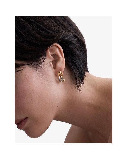 Astley Clarke Metallic Luna 18Ct- Plated Sterling- And Labradorite Huggie Earrings