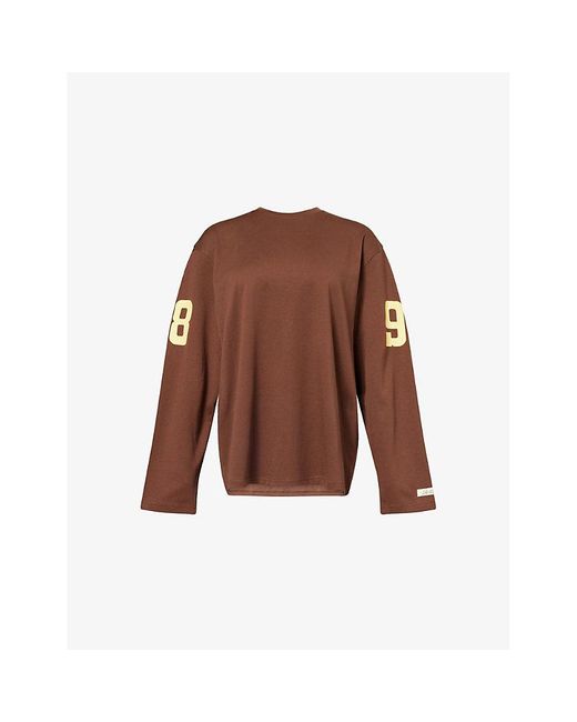 Ru & Rocka Brown Long-Sleeve Football Cotton-Blend Top