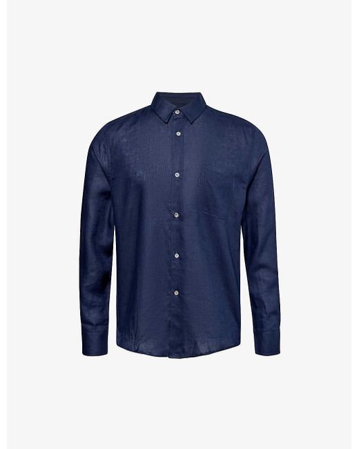 Derek Rose Blue Monaco Regular-fit Linen Shirt for men