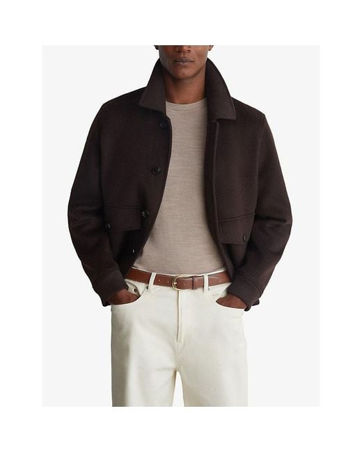 Reiss Brown Pierce Pebble Leather Belt for men