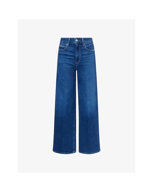 PAIGE Blue Anessa Wide-Leg Stretch-Denim Blend Jeans