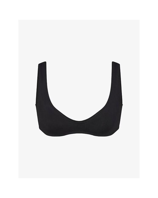 Skims Black Signature Swim Plunge Bikini Top