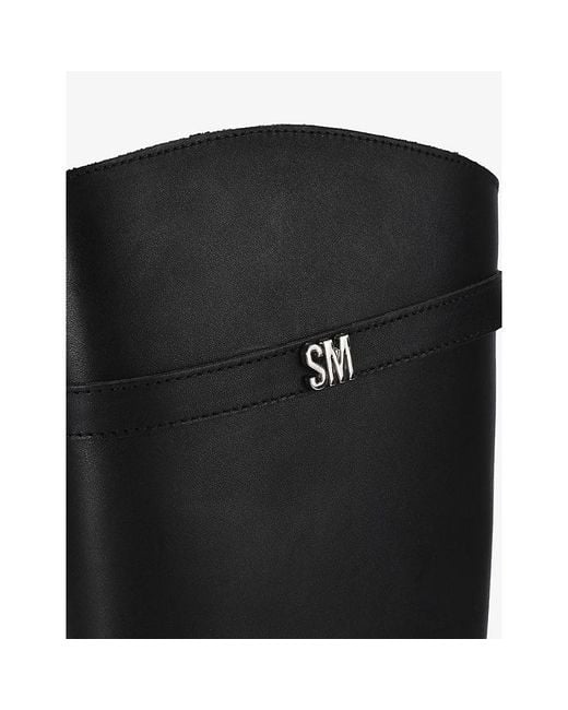 Steve Madden Black Novi High-Leg Flat Leather Boots