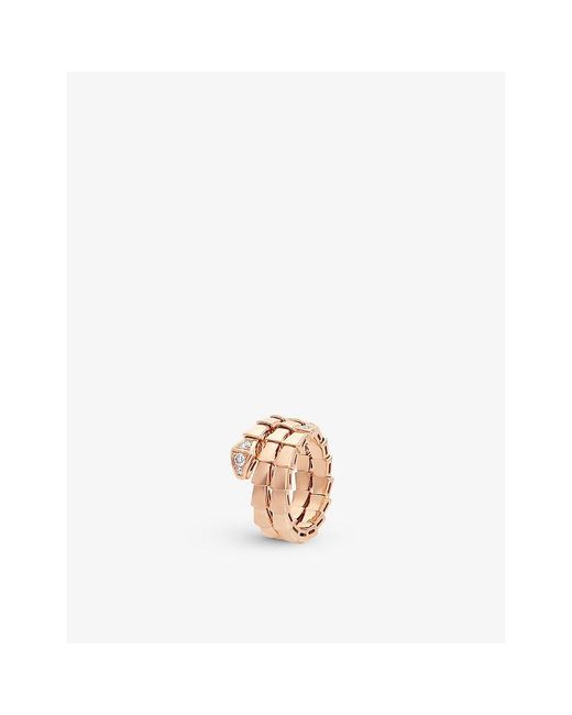 BVLGARI White Serpenti Viper 18Ct Rose- And 0.1Ct Brilliant-Cut Diamond Ring
