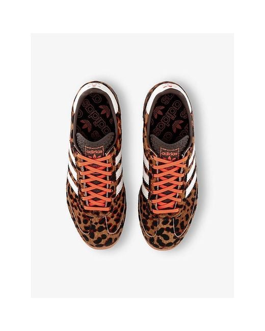 Adidas Brown Sl 72 Leopard-Print Suede And Mesh Low-Top Trainers