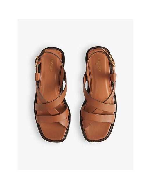L.K.Bennett Brown Telma -strap Flat Leather Sandals