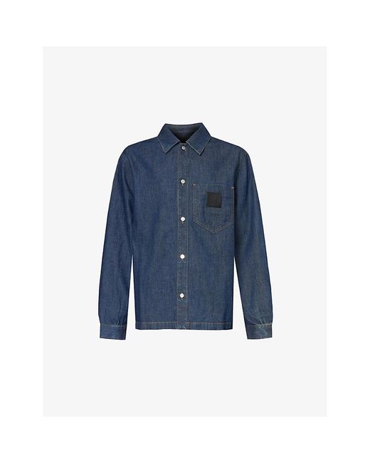 Givenchy Blue Brand-patch Boxy-fit Denim Shirt X for men
