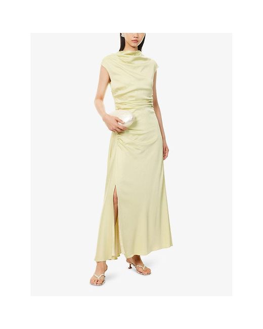 Jonathan Simkhai Metallic Burke Draped Satin Midi Dress