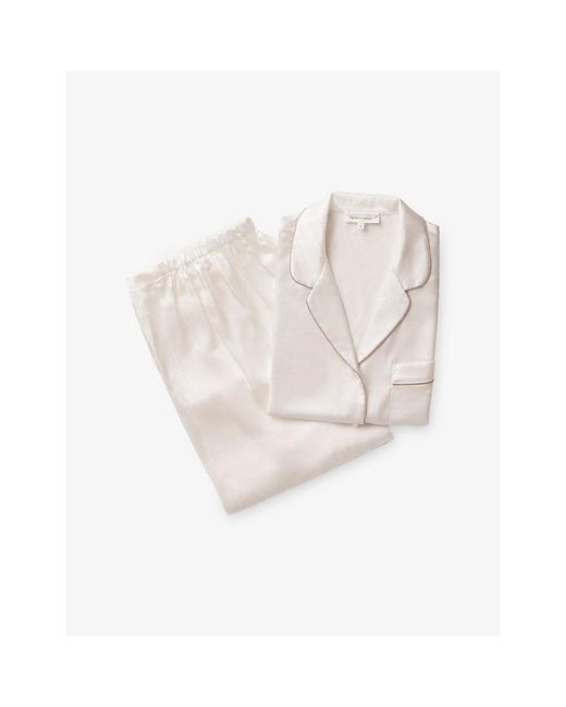 The White Company White Piped-Trim Relaxed-Fit Silk Pyjama Set