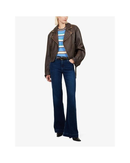 PAIGE Blue Leenah 34.5-Inch Wide-Leg Denim Jeans