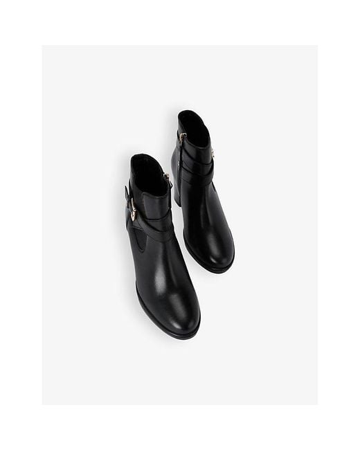 KG by Kurt Geiger Black Sage Buckle-Strap Leather Heeled Ankle Boots