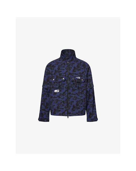 A Bathing Ape Blue Bape X Kazuki Camouflage-Print Woven Jacket for men