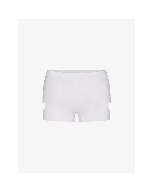 Skims White Micro Heart Worn-In Cotton-Jersey Shorts