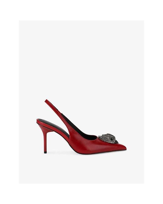Kurt Geiger Red Belsize Eagle Leather Slingback Pumps