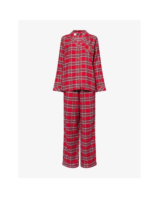 Ralph Lauren Embroidered-Logo Check Cotton-Blend Pyjama Set
