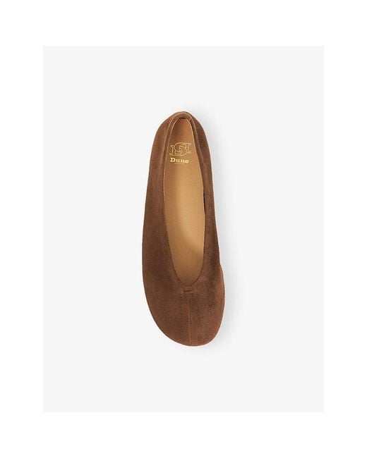 Dune Brown Highcut Suede Ballet Flats
