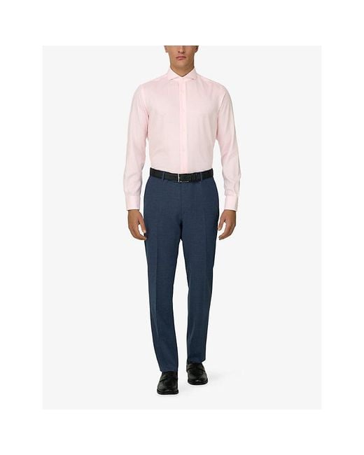 Boggi Pink Slim-Fit Cotton-Twill Shirt for men