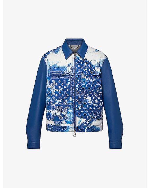 Louis Vuitton Blue Monogram Bandana Leather And Cotton-canvas Denim Jacket for men